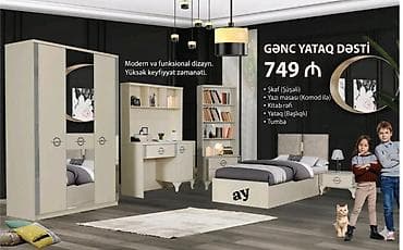Gənc yataq dəsti – 749 ₼ Modern və funksional dizayn. Yüksək lalafo.az -da Gənc yataq dəsti – 749 ₼ Modern və funksional dizayn. Yüksək