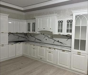 Klassik üslubda ağ mətbəx mebeli dəsti - Künc yerləşim (L-forma) –