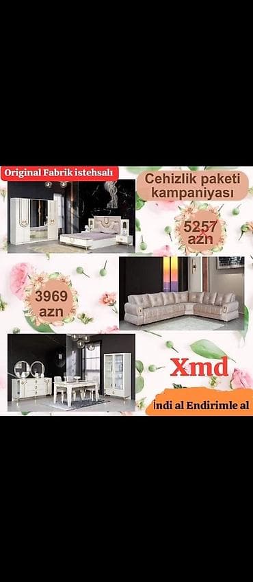 2 təknəfərlik çarpayı, Dolab, 2 tumba, Termo, Yeni