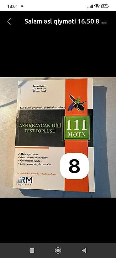 Testlər: 100 dən çox kitab var istəyən ola Vatsapp aktivdir tək biri2₼ Çox — 3