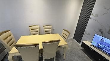 stollar: Qonaq otağı üçün, Açılmayan, Dördbucaq masa, 6 stul — 4