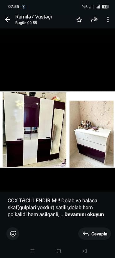 COX TƏCİLİ ENDİRİM!!! Dolab və balaca skaf(qulplari yoxdur)