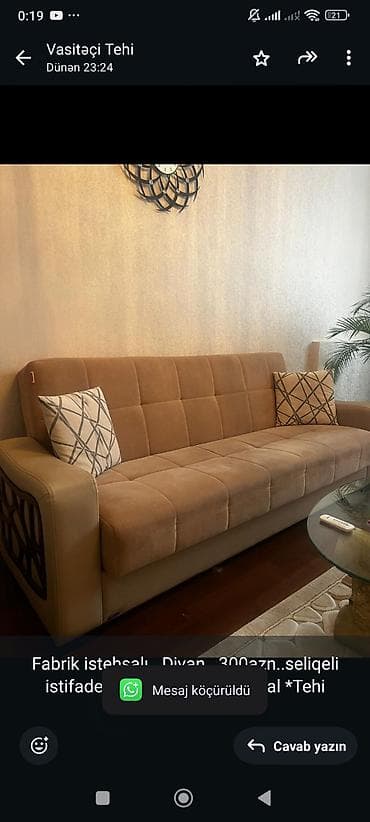 2ci el divanlar: Fabrik istehsalı. Divan. 300azn. seliqeli istifade edilib. Ünvan — 1