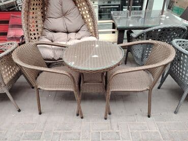 stol ucuz: Balkon üçün, Yeni, Açılmayan, Yumru masa, 2 stul — 2