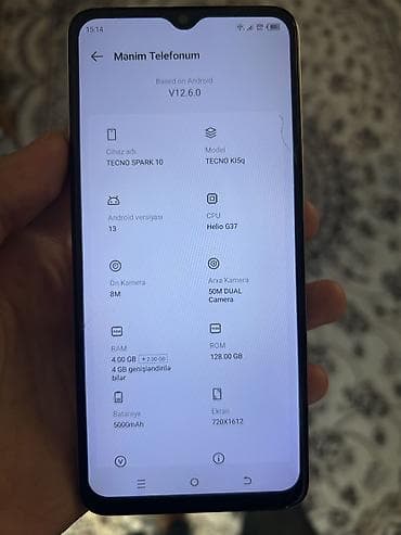 the division: Tecno Spark, 128 GB, rəng - Ağ, Face ID — 6