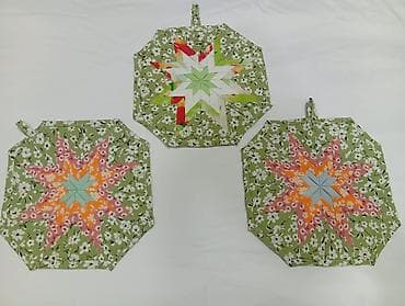 nimceler: Patchwork mətbəx tutacaqları – 5 ədəd dəst - Material: pambıq/parça — 3