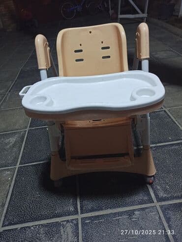 uşaq ucun yemek stolu: Uşaq üçün yemək stulu - Rəng: bej/şaftalı gövdə, ağ masa - Material — 1