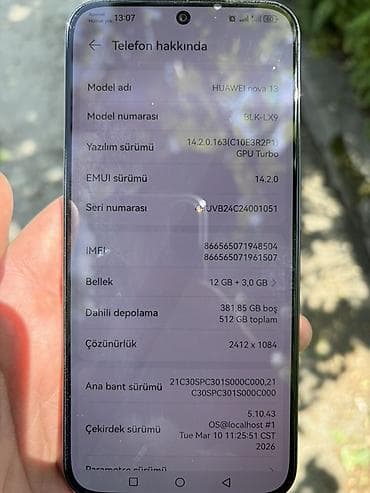 samsung galaxy a04e: Huawei nova 13, 512 GB, rəng - Qara, Barmaq izi — 3