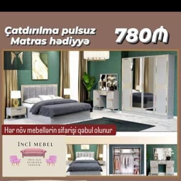 uşaq çarpayısı gəncə: 2 təknəfərlik çarpayı, Dolab, Termo, 2 tumba, Azərbaycan, Yeni — 1