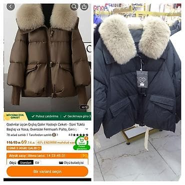 Qadınlar üçün qışlıq qalın şişmə jaket – oversize kəsim