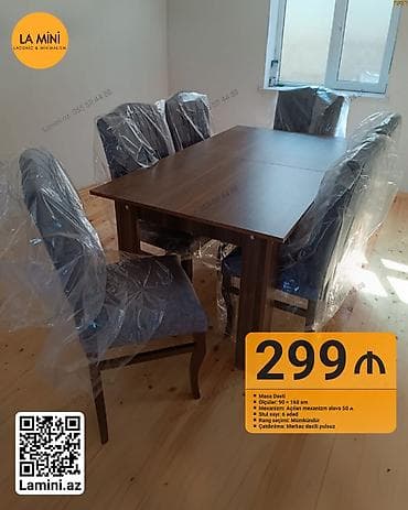 Açılan, Dördbucaq masa, 6 stul