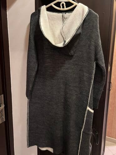 the one tonal krem: Hoodili uzun kardiqan – Borgen - Rəng: tünd boz (xarici) və açıq krem — 2