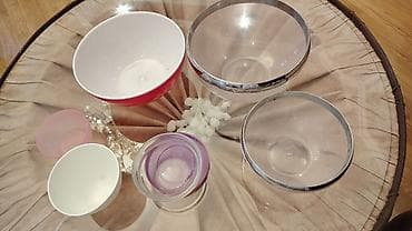 ps servis: Plastik və şüşə qablar dəsti - 2 ədəd şəffaf böyük salat/qəlyanaltı — 3