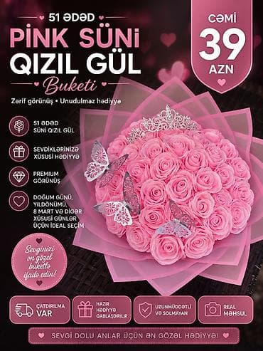 51 ədəd Pink süni qızıl gül buketi - Zərif və premium görünüşlü lalafo.az -da 51 ədəd Pink süni qızıl gül buketi - Zərif və premium görünüşlü