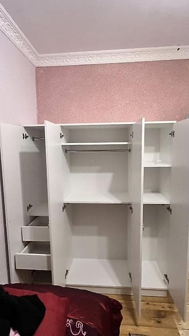 Yeni, 4 qapılı, Siyirməli, Ağ, Digər material, Açılan, Düz dolab — 2