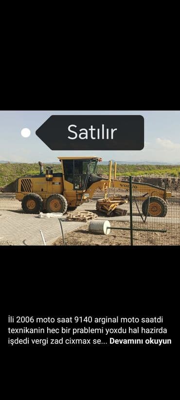 işlənmiş təkər satışı: Volvo markalı, sarı rəngdə olan motorlu qreyder satılır. Texniki — 1