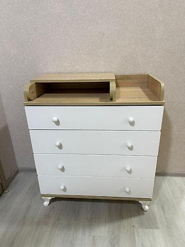 Мебель для дома: Uşaq komodu və alt dəyişmə masası - Material: ağ rəngli ön panellər — 2