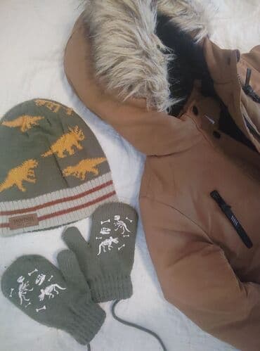 детская одежда комбинезоны зимние: Dəst Uşaq qış kurtkası – ölçü 98 Papaq +əlcək - Rəng — 1