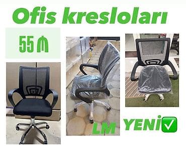 kreslo tek: Ofis kresloları – mesh arxa dayaqlı, yumşaq oturacaqlı, rahat qoltuqlu — 1