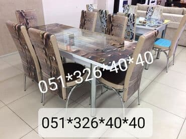 Masa və oturacaq dəstləri: Qonaq otağı üçün, Yeni, Açılmayan, Dördbucaq masa, 2 stul — 4