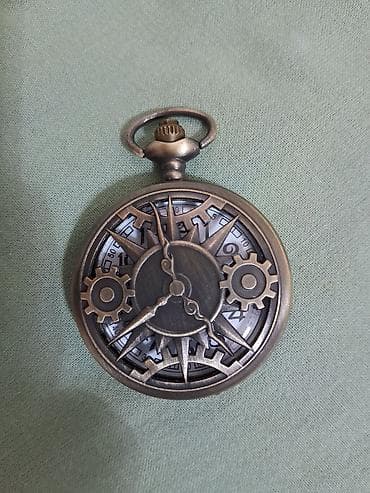 saat masaustu: Steampunk üslubunda cib saatı - Korpus: metal, antik bürünc rəng — 1