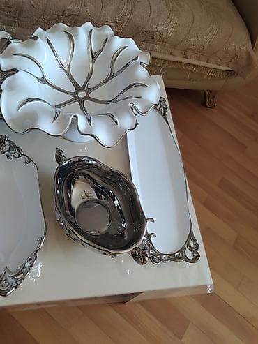 ağ sement: Nahar dəsti, rəng - Ağ, Farfor — 9