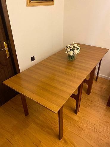 Qonaq masası, İşlənmiş, Açılan, Taxta, Kvadrat masa — 3