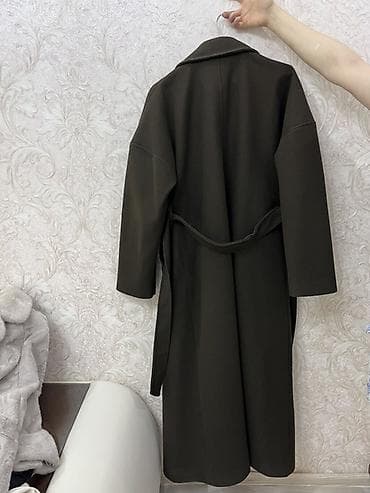 drap paltolar: Uzun palto – tünd zeytun/qaranlıq yaşıl rəngdə, klassik dizayn — 2