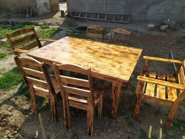 Ev üçün mebel: Bağ evləri, restoran (kafe pub ) üçün taxta masa ve oturacaq — 1