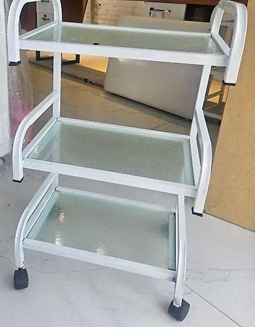 generator kreditle: Təkərli 3 mərtəbəli servis/utility rəfi - Konstruksiya: Ağ rəngli — 1