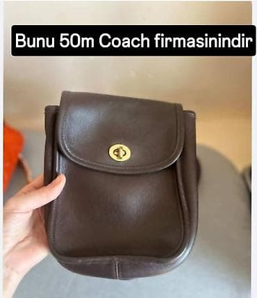 Coach brendi çanta - Material: hamar dəri - Rəng: tünd qəhvəyi -