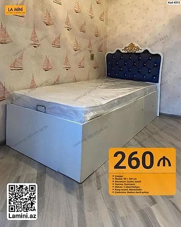 Çarpayı – Kod: 4313 - Ölçü: 90 x 200 sm - Mexanizm: Açılan, bazalı — 1