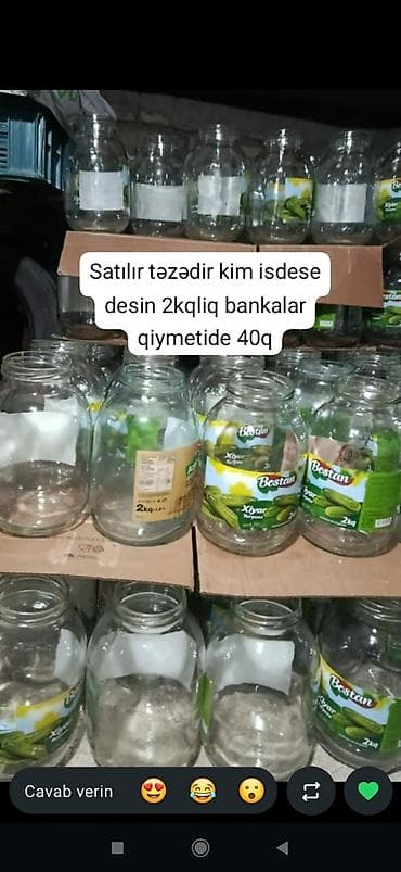 Məhsul: 2 kq-lıq şüşə bankalar - Həcmi: 2 kq - Material: qalın şüşə -