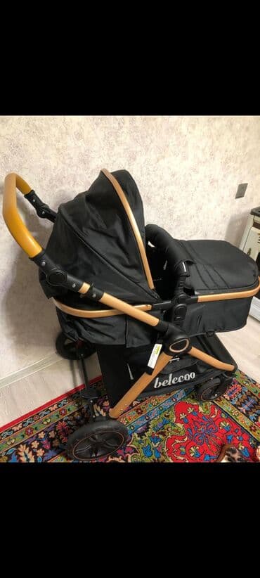 usaq gelinliyi: Bələcoo uşaq arabası – qara rəng, qızılı/şampan tonlu alüminium şassi — 5