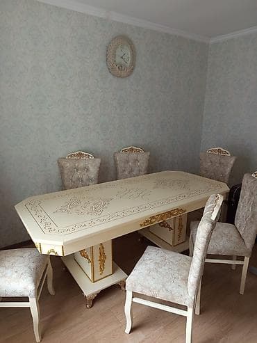 kohnə stul: Qonaq otağı üçün, İşlənmiş, Kvadrat masa, 6 stul — 1