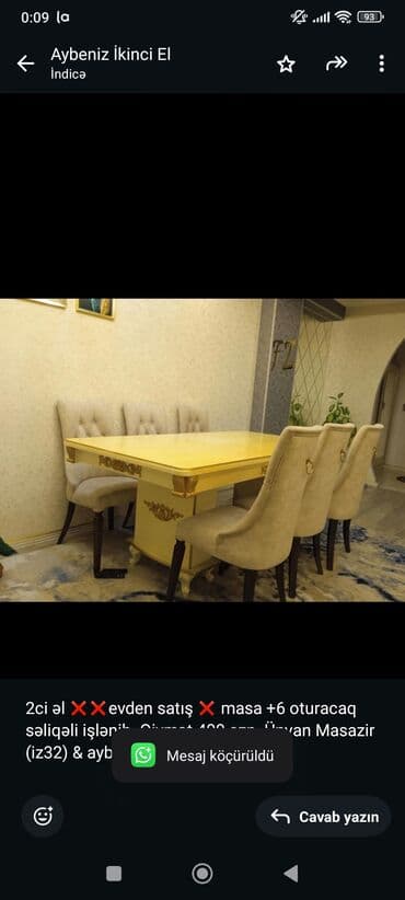 İşlənmiş, 6 stul