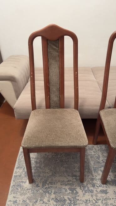 Taxta çərçivəli yeməkxana stulları (6 eded) - Material: bərk ağac