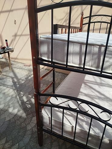 demir nerdivan: Oğlan və qız üçün, Çarpayı, Matras ilə, Siyirməsiz, Dəmir — 4