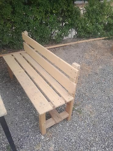 heyet stolari: Açıq havaya uyğun taxta skamya - Material: tam ağac (taxta reyka — 3
