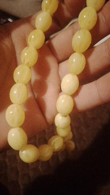 minalı bijuteriyalar: Məhsul: Təsbeh - Material: Açıq sarı rəngli, südlü-kəhrəba tonlarında — 2