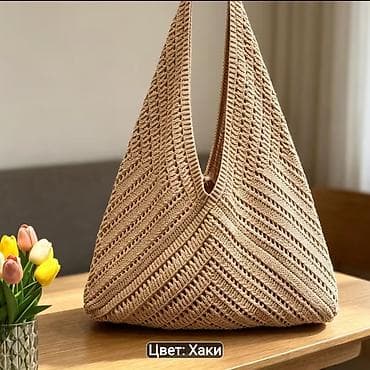 Сумки: Qadınlar üçün trikotaj çiyin çantası - Model: üçbucaq formalı toxunma — 4
