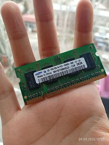 redmi note 9 kabrolar: Operativ yaddaş (RAM) Samsung, 1 GB, < 1333 Mhz, DDR2, Noutbuk üçün — 1