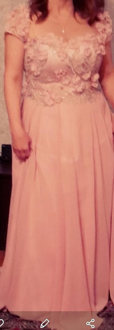 халаты для келинок: Şık ziyafət donu – pudra çəhrayı rəng - Model: Uzun, axıcı ətəkli — 1