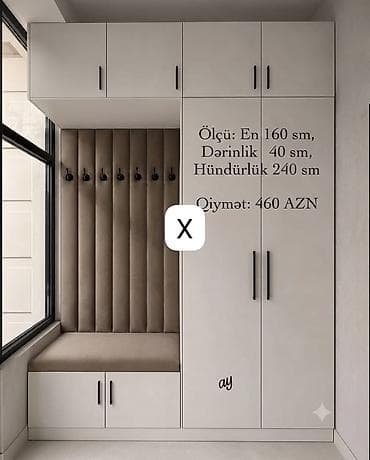 Dəhliz üçün qarderob-komplekt - Ölçü: En 160 sm, Dərinlik 40 sm