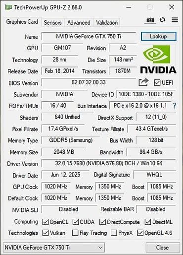 nvidia: Видеокарта NVidia GeForce GTX 750 Ti, < 4 ГБ, Б/у — 6