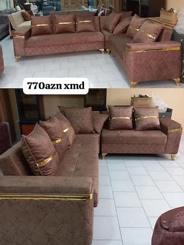 acilan kreslo: Künc divan dəsti - Rəng: tünd qəhvəyi/bronza tonlarında - Material — 1