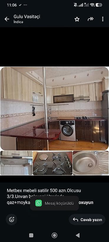 gull: Metbex mebeli satilir 500 azn.Olcusu 3/3.Unvan balaxani.Uzerinde — 1