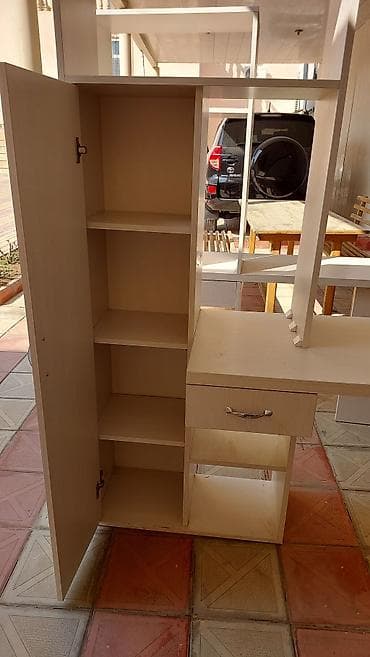 komputer masalar: İki ədəd künc kompüter masası və çoxfunksiyalı rəf/dolab kombinasiyası — 5