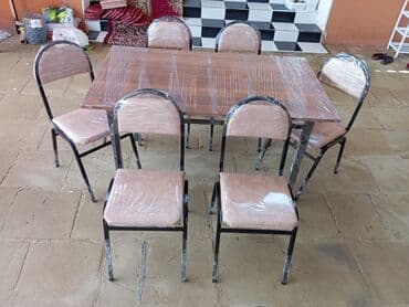 stol stul işlenmiş: Yeni, Dördbucaq masa, 6 stul, Açılmayan, Stullar ilə, Metal, Almaniya — 2