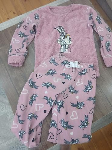 Домашние костюмы: Qızlar üçün yumşaq flis pijama dəsti - 2 hissəli dəst: uzunqol köynək — 2